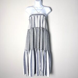 J Crew Chambray Coverup Dress Stripe Womens XS Linen Beach Resortwear Cottage